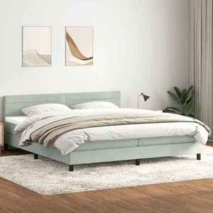 vidaXL Pat box spring cu saltea, gri deschis, 200x210 cm, catifea imagine