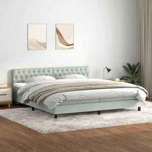 vidaXL Pat box spring cu saltea, gri deschis, 200x210 cm, catifea imagine