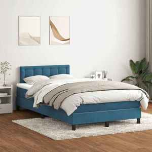 vidaXL Pat box spring cu saltea, albastru închis, 120x220 cm, catifea imagine