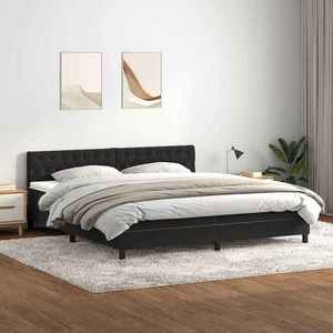 vidaXL Pat box spring cu saltea, negru, 200x210 cm, catifea imagine