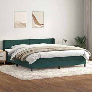 vidaXL Pat box spring cu saltea, verde închis, 180x210 cm, catifea imagine