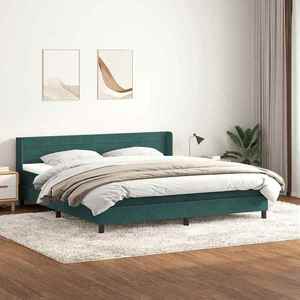 vidaXL Pat box spring cu saltea, verde închis, 200x210 cm, catifea imagine