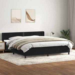 vidaXL Pat box spring cu saltea, negru, 180x210 cm, catifea imagine