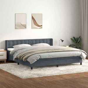 vidaXL Pat box spring cu saltea, gri închis, 180x210 cm, catifea imagine