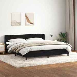 vidaXL Pat box spring cu saltea, negru, 200x210 cm, catifea imagine