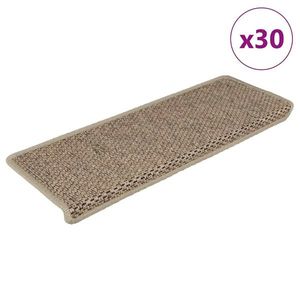 vidaXL Covorașe scări autoadezive 30buc nisipiu 65x21x4cm aspect sisal imagine