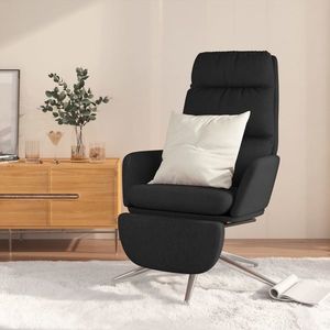 vidaXL Scaun de relaxare cu taburet, negru, material textil imagine