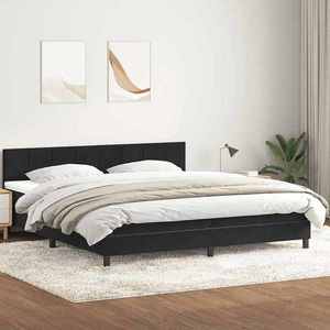 vidaXL Pat box spring cu saltea, negru, 200x220 cm, catifea imagine