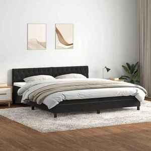 vidaXL Pat box spring cu saltea, negru, 180x220 cm, catifea imagine