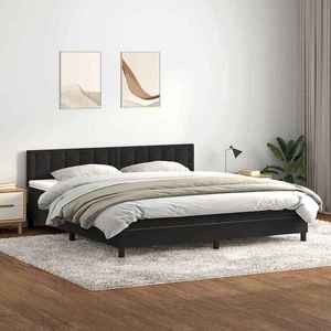 vidaXL Pat box spring cu saltea, negru, 200x220 cm, catifea imagine