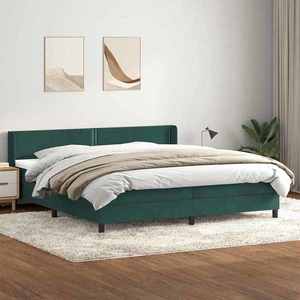 vidaXL Pat box spring cu saltea, verde închis, 180x220 cm, catifea imagine