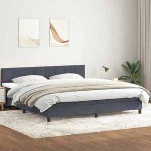 vidaXL Pat box spring cu saltea, gri închis, 200x220 cm, catifea imagine