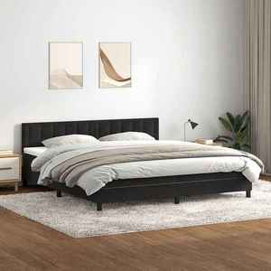 vidaXL Pat box spring cu saltea, negru, 180x220 cm, catifea imagine