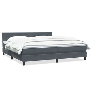 vidaXL Pat box spring cu saltea, gri închis, 180x220 cm, catifea imagine