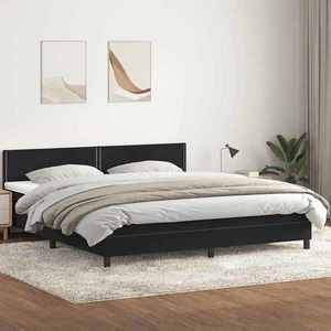 vidaXL Pat box spring cu saltea, negru, 200x220 cm, catifea imagine