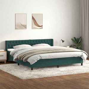 vidaXL Pat box spring cu saltea, verde închis, 180x220 cm, catifea imagine