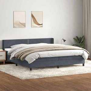 vidaXL Pat box spring cu saltea, gri închis, 200x220 cm, catifea imagine