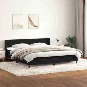 vidaXL Pat box spring cu saltea, negru, 200x220 cm, catifea imagine