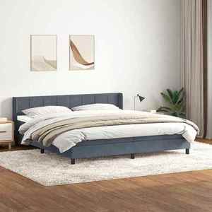 vidaXL Pat box spring cu saltea, gri închis, 200x220 cm, catifea imagine