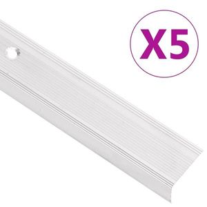 vidaXL Profile trepte în formă de L, 5 buc, argintiu, 90 cm, aluminiu imagine