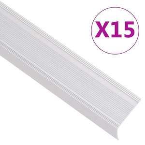 vidaXL Profile trepte formă L, 15 buc, argintiu, 100 cm, aluminiu imagine