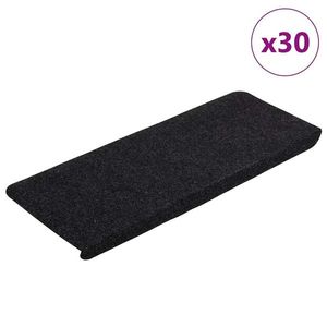 vidaXL Covorașe scară autoadezive 30 buc Negru 65x24, 5x3, 5 cm imagine