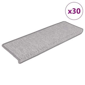 vidaXL Covorașe scară autoadezive aspect sisal 30 buc Platina imagine