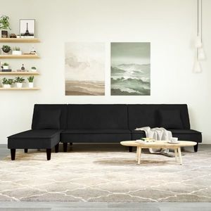 vidaXL Canapea extensibilă în formă de L negru 255x140x70 cm catifea imagine