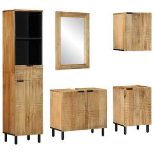 vidaXL Set de mobilier de baie 5 piese din lemn masiv de mango maro imagine