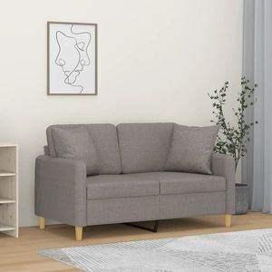 vidaXL Canapea cu 2 locuri cu pernuțe, gri taupe, 120 cm, textil imagine