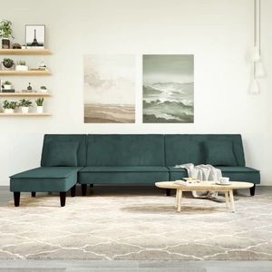 vidaXL Canapea extensibilă în formă de L verde 255x140x70 cm catifea imagine