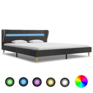 vidaXL Cadru de pat cu LED-uri, gri închis, 180x200 cm, pânză de sac imagine