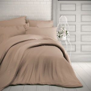 Lenjerie de pat Kvalitex Stripe, satin, bej, bej, 220 x 200 cm, 2 buc. 70 x 90 cm imagine