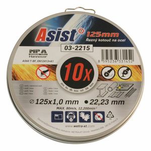 Asist 03-2215 Set de discuri de tăiere oțel/INOX, 10 buc, 125 x 1 mm imagine