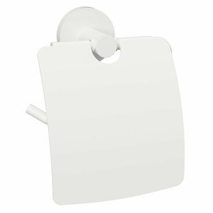 Suport hârtie igienică Sapho XR732W X-Round White cu capac, alb imagine