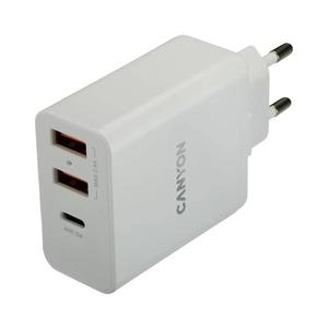 Adaptor de încărcare rapidă Canyon Power Delivery 1xUSB-C 42W 2xUSB-A alb imagine