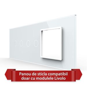 Panou intrerupator dublu+dublu+ priza Livolo din sticla imagine