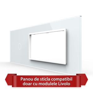 Panou Intrerupator Simplu cu 2 Prize LIVOLO din Sticla, Standard Italian – 6/7M imagine