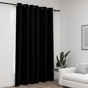 vidaXL Perdea opacă, aspect pânză, cu ocheți, negru, 290 x 245 cm imagine