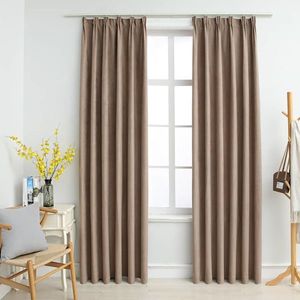 vidaXL Draperii opace cu cârlige, 2 buc., gri taupe, 140 x 245 cm imagine