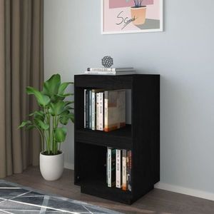 vidaXL Bibliotecă, negru, 40x35x71 cm, lemn masiv de pin imagine