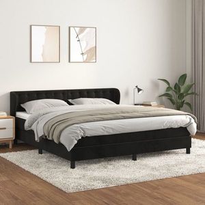 vidaXL Pat box spring cu saltea, negru, 160x200 cm, catifea imagine