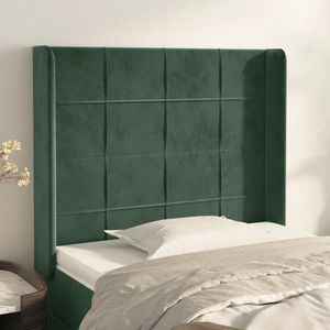 vidaXL Tăblie pat cu aripioare verde închis 83x16x118/128 cm catifea imagine