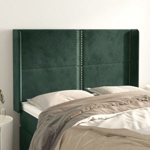 vidaXL Tăblie pat cu aripioare verde închis 147x16x118/128 cm catifea imagine