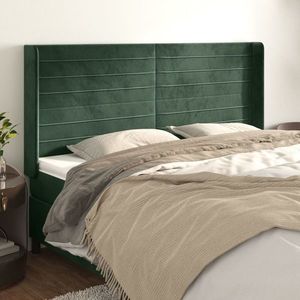 vidaXL Tăblie pat cu aripioare verde închis 183x16x118/128 cm catifea imagine