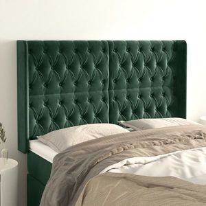 vidaXL Tăblie pat cu aripioare verde închis 163x16x118/128 cm catifea imagine