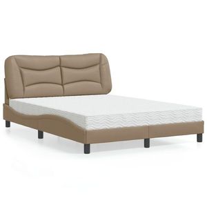 vidaXL Pat cu saltea, cappuccino, 140x190cm piele ecologică imagine