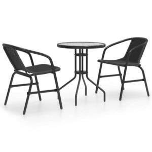 vidaXL Set mobilier de grădină, 3 piese, negru imagine