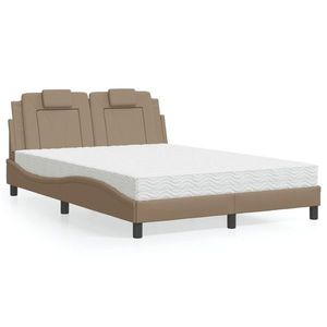 vidaXL Pat cu saltea, cappuccino, 140x190cm piele ecologică imagine