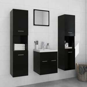 vidaXL Set mobilier de baie, negru, lemn prelucrat imagine